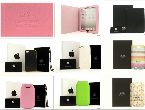 Samsung7100/S4 9500/Iphone case 4/4S/5 ipad3/4 mini mobile phone bag brand Coach with good quality leather/wallet/diamond/gold/painting/hole
