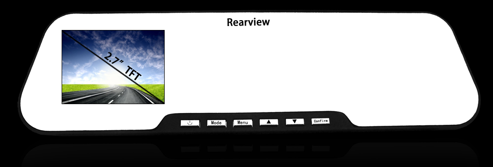 DVR wing mirror Rear view Mirror Car camcorder with 2.7& quot; screen display 1080p DVR