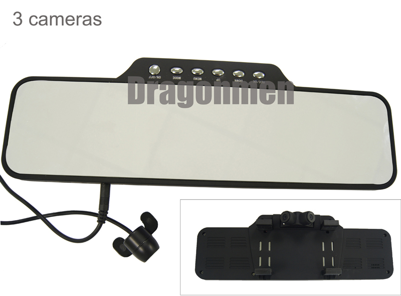 rear-view mirror camcorder recorder with 3 camera full ground 260 degree