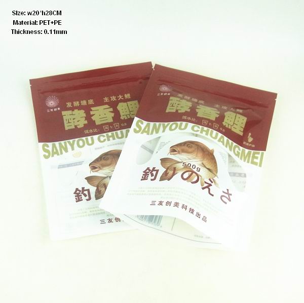 plastic packaging bag with zipper for fish bait