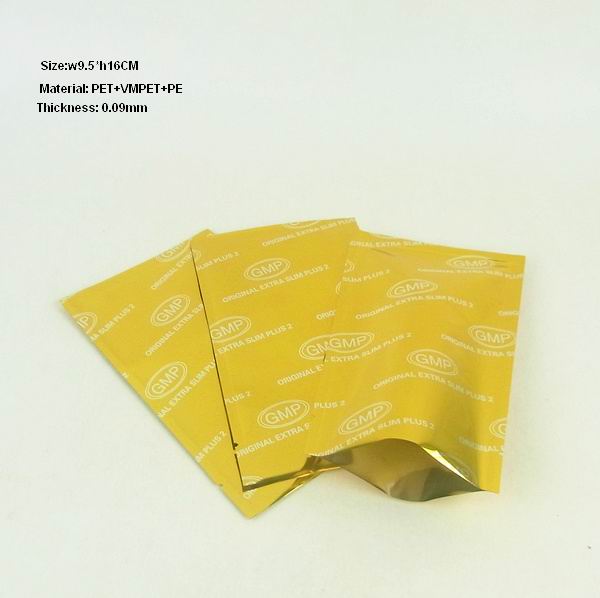Gold three-side Sealed Foil Package Bags