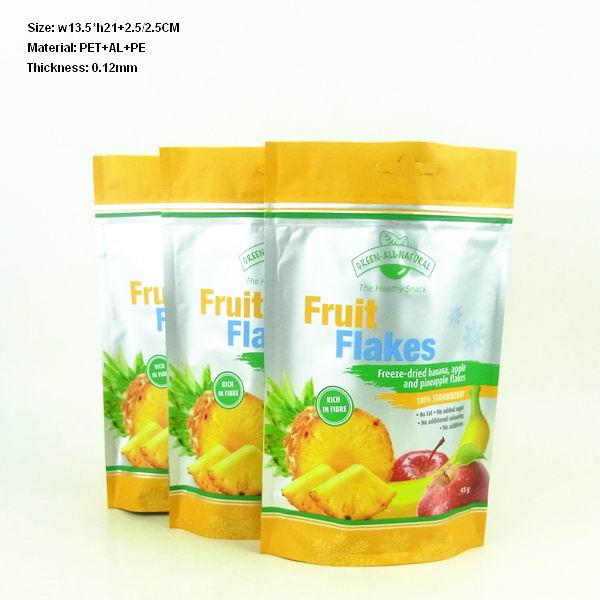 Fruit Flakes Colored  stand up pouch with zipper for food 