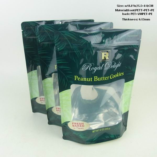 Eco-friedly cookie stand up pouch with ziplock