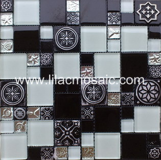 Glass Mix Resin Mosaic Tile For Living Room Decoration