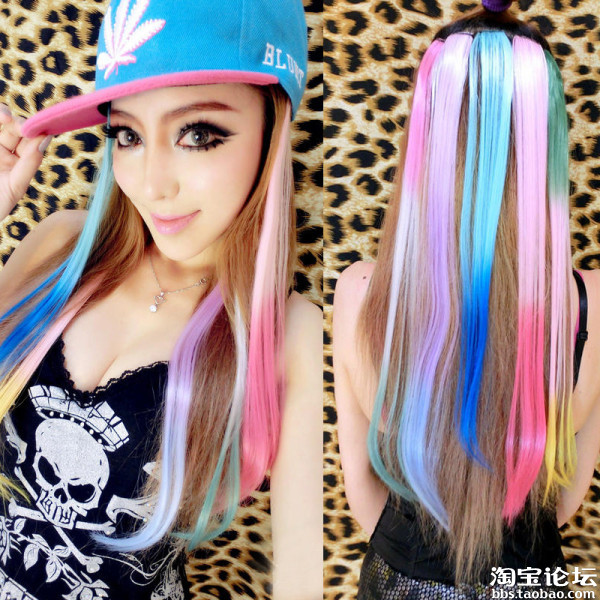 Fashion fade Clip-In Straight heat-resistant fiber Extension