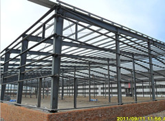 steel structure workshop frame under construction