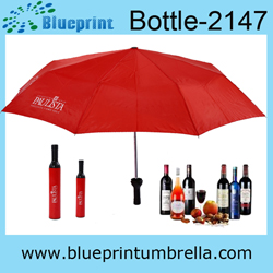 Red Promotional Wine Bottle Umbrella Fabric