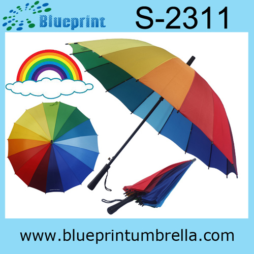fiberglass frame windproof colorful rainbow umbrella