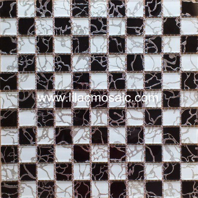 Black Mix White Glass Mosaic Tile For Wall