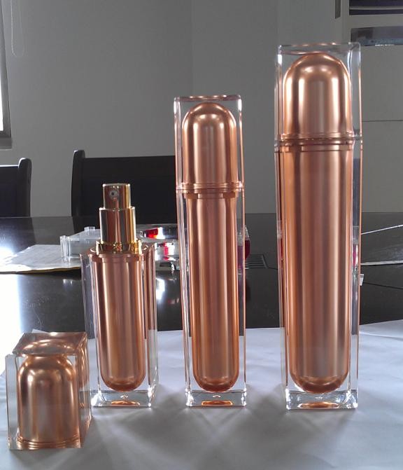 square cosmetic acrylic lotion bottle with pump 