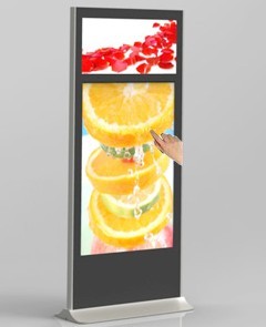 55& quot;+32& quot; dual monitor display,double screen kiosk,free standing advertising video display kiosk