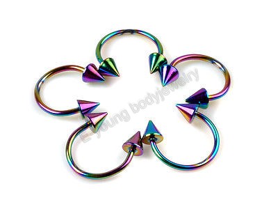 Hot sale Rainbow color titanium eyebrow piercing body jewelry