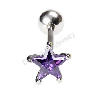 Elegant purple star shaped crystal piercing jewelry  tongue ring