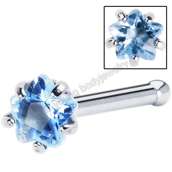 Pretty Blue gem nostril piercing jewelry nose stud
