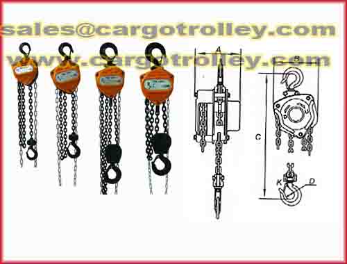 Chain hoists details and manual instruction
