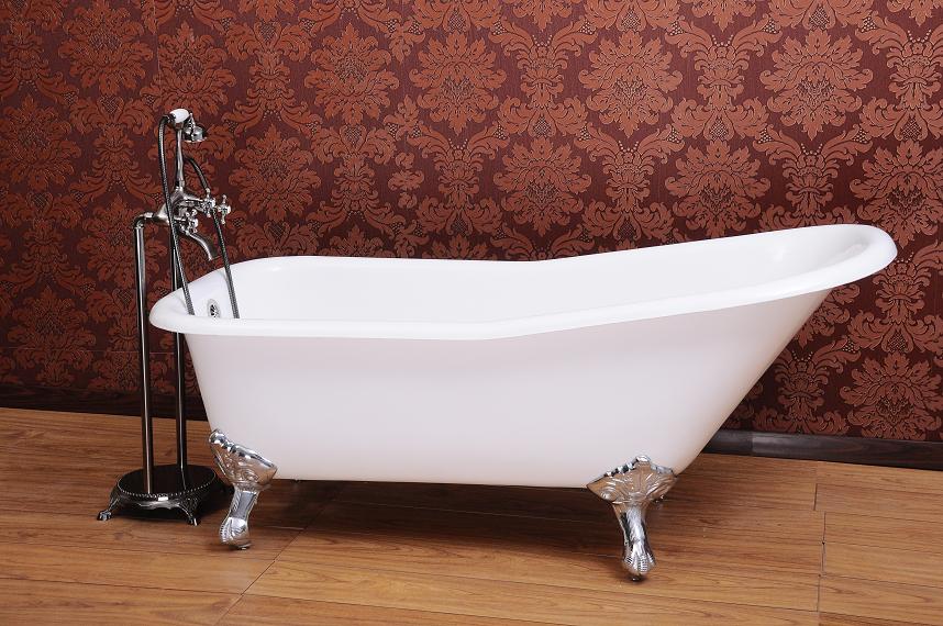 Single slipper cast iron bathtub