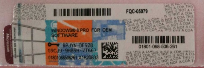 Windows 8 Pro Sticker, Win 8 Pro License COA Sticker
