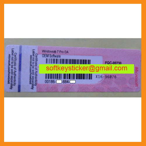Win 7 Pro License, Pink COA Label Sticker