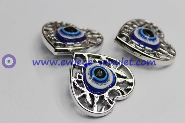Heart-shaped resin pendant evil eye charm