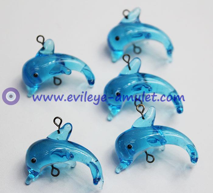 Turkish evil eye dolphin charm pendant