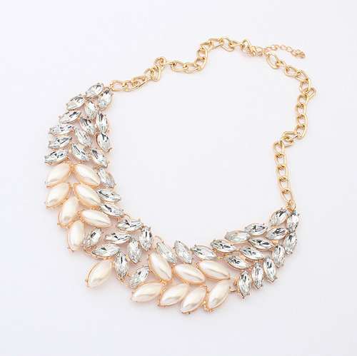 Wholesale jewelry Imitation Pearl crystal false collar short Necklace fashion women chokers