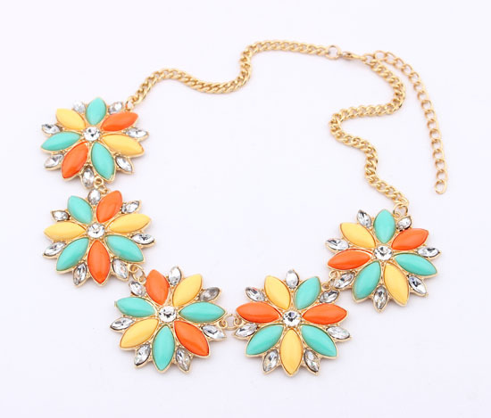 Fashion Exaggerated Brand Jewelry big flower statement necklace Multi-color Evening Dress Jewelry