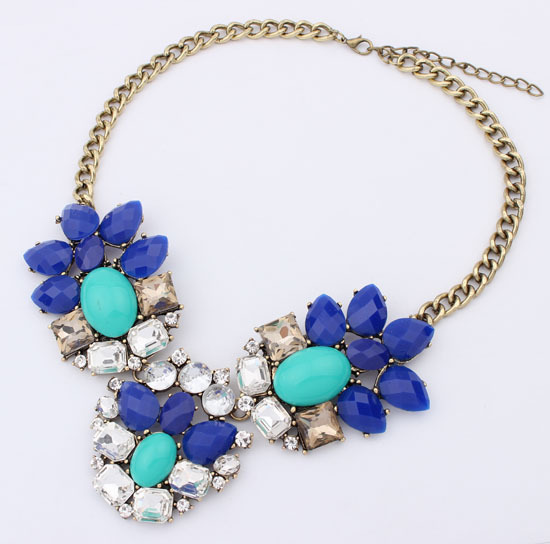 Supernova Sale Newest Women Semi-Precious resin Stones Fashion Crystal big flower Necklace & Pendants Brand Jewelry for women