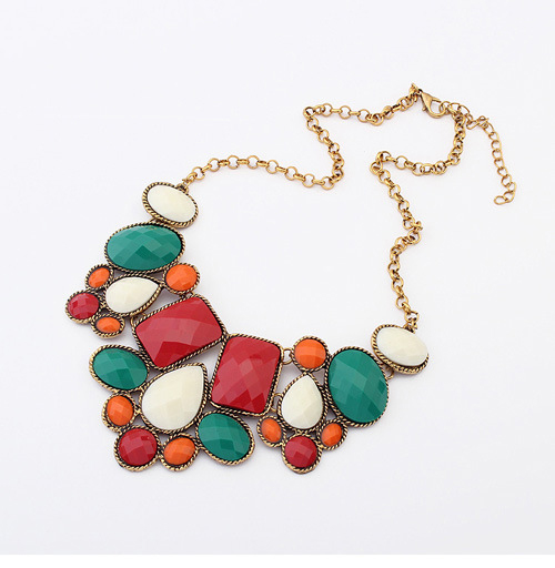 fashion statement necklace false collar luxurious multi color resin flower short necklace choker necklaces for women wholesale