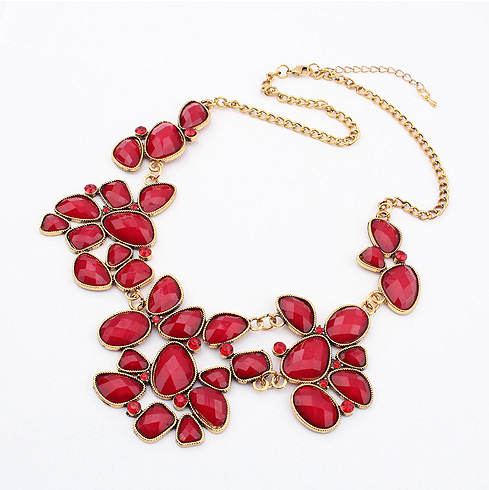 New Classic Designer Dress Chain Choker Punk Collar Rhinestone Crystal Resin stones Statement Necklace Fashion Gift For Women