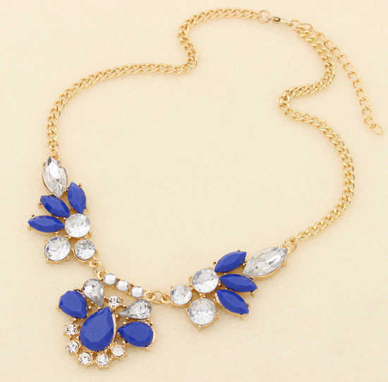 Factory wholesales fashion jewelry new design hot noble Rhinestones various colors resin stones Choker Chain necklace