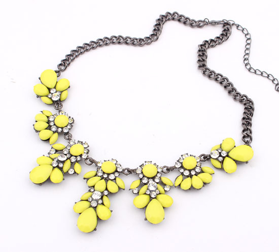 New 2014 Top Selling Fashion Design Jewelry High Quality Full Rhinestone and resins Choker Necklace For Women gunblack plated