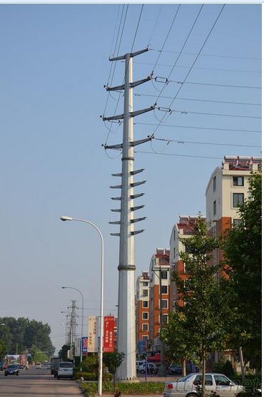 High voltage power transmissioin line self supporting pole 