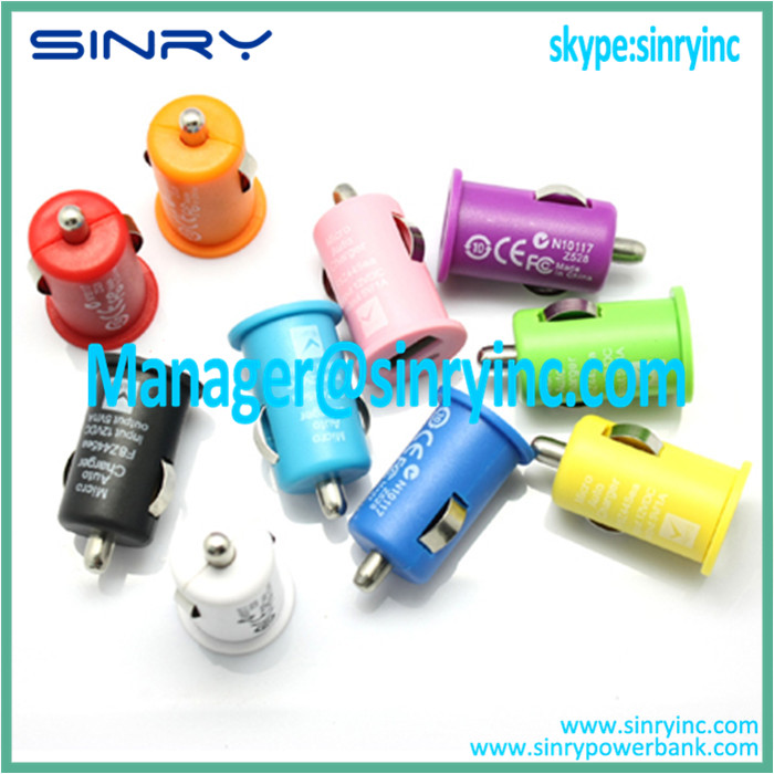 Colorful Mini Single USB Car Charger with LED Light CC01