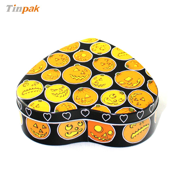 small heart shape cookie tin box