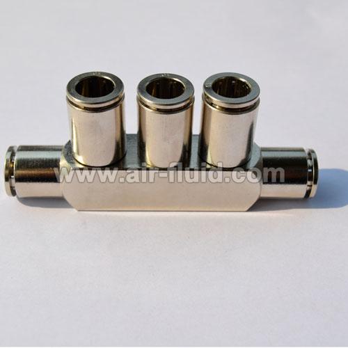 Equal Five Way Nickel-Plated Brass Push-to-Connect Tube Fitting, N.P
