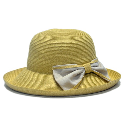 Ladies Classical Big Brim Paper Braid hat with bow