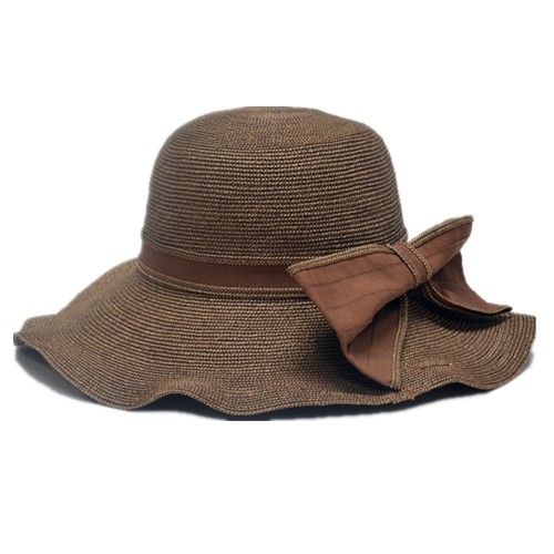 Ladies Elegant Big Brim Paper Straw Hat with Wide-brimmed