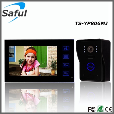Handfree 7& acute;& acute; color TFT LCD Electric lock-control apartment wired video door phone intercom system