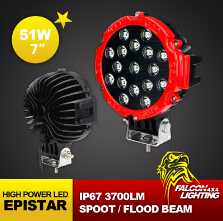 Hot Sale Red Ring 7& quot; 51W Offroad Truck LED Work Light