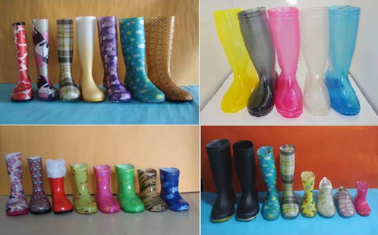 New Fashion PVC Rain Boots, Textile Printing Transparent Boots
