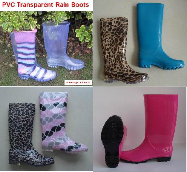 Lucency Ladies Transparent PVC Rain Boots, 100% Transparent Boots