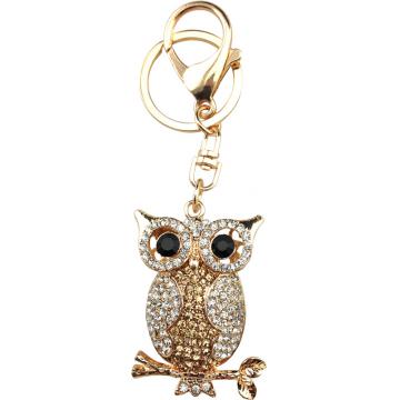 Black eyes Owl Keychain with domestic crystal