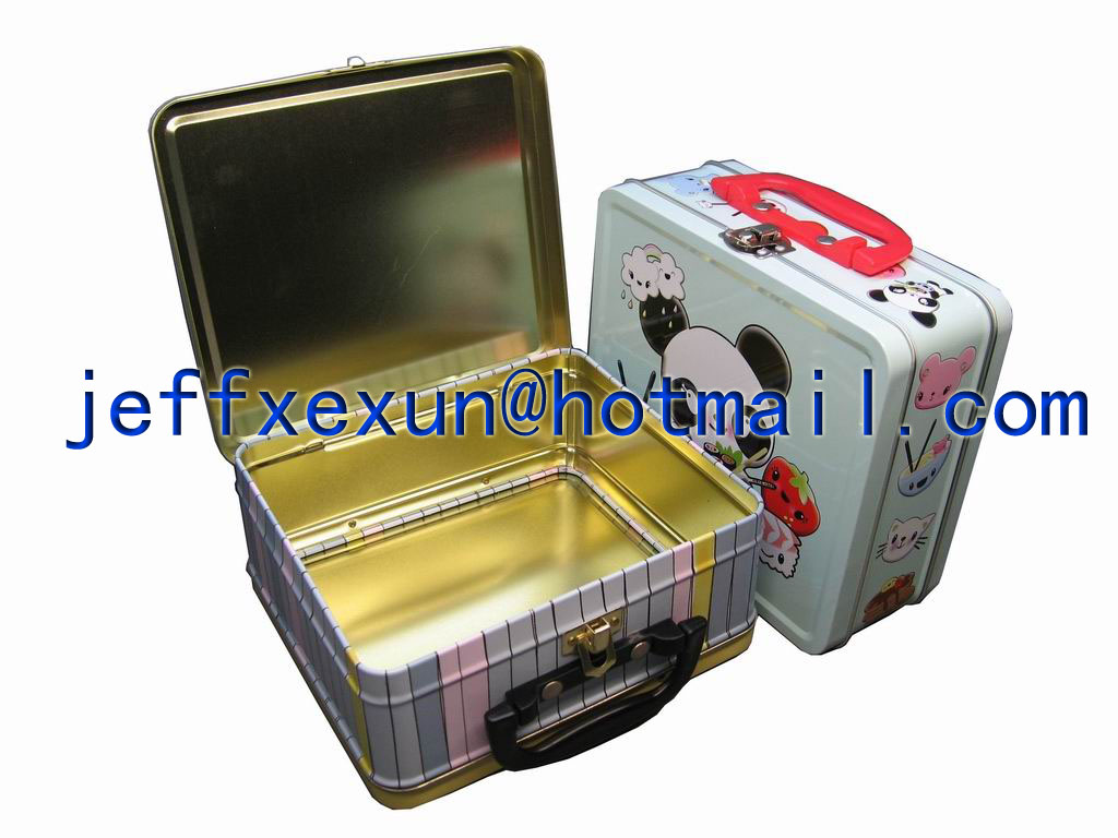tin lunch box, tin box with handle and lock,tin carry case,stationery box