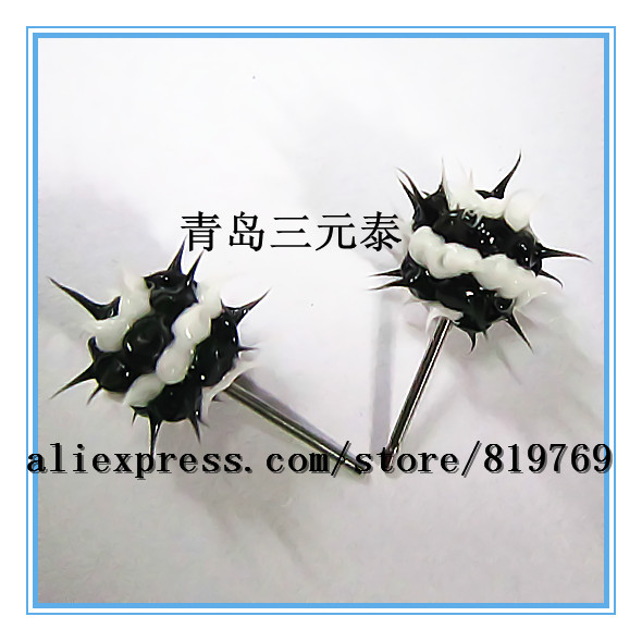 fashion silicone spike koosh ball earrings silicone spike earrings