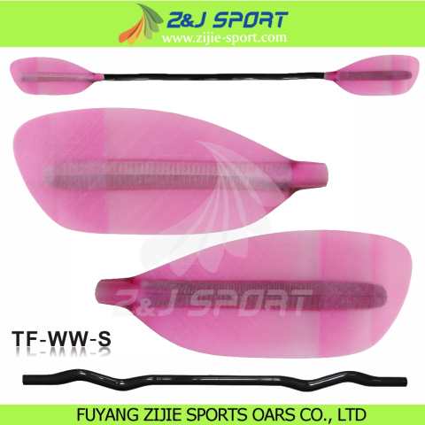 Pink Transparent Fiberglass Whitewater Paddle