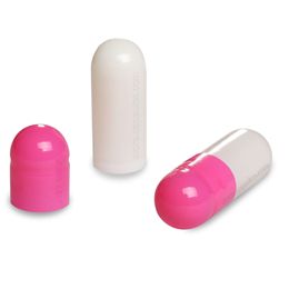 Hot Pink & White Halal Gelatin Capsule Size 4
