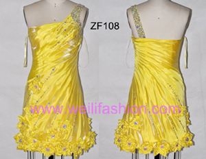 Short Applique Pleated Beading Satin Cocktail Dresses 