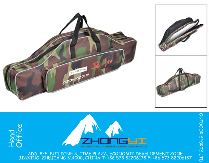 Camouflage Nylon Zipper Closure Fishing Rod Pole Handle Bag