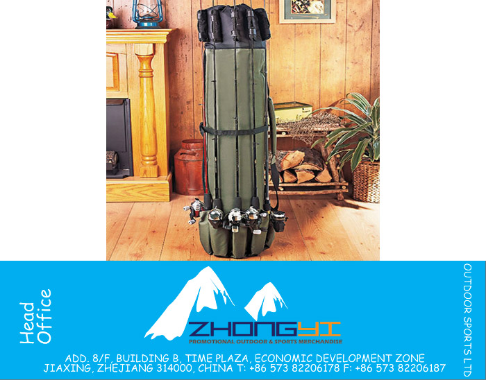 Fishing Rods Reels Pole Gear Carry Strap Case Compartments Organizer Storage Bag