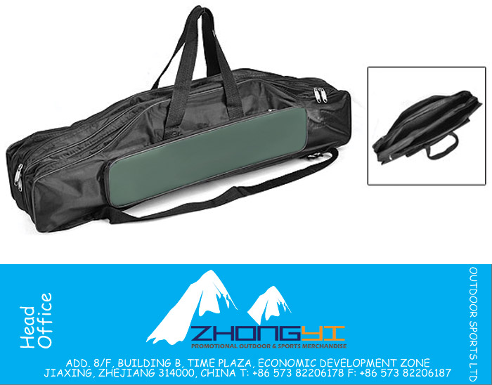 Long Black Green Nylon 5 Compartment Zip Up Fishing Rod Bag